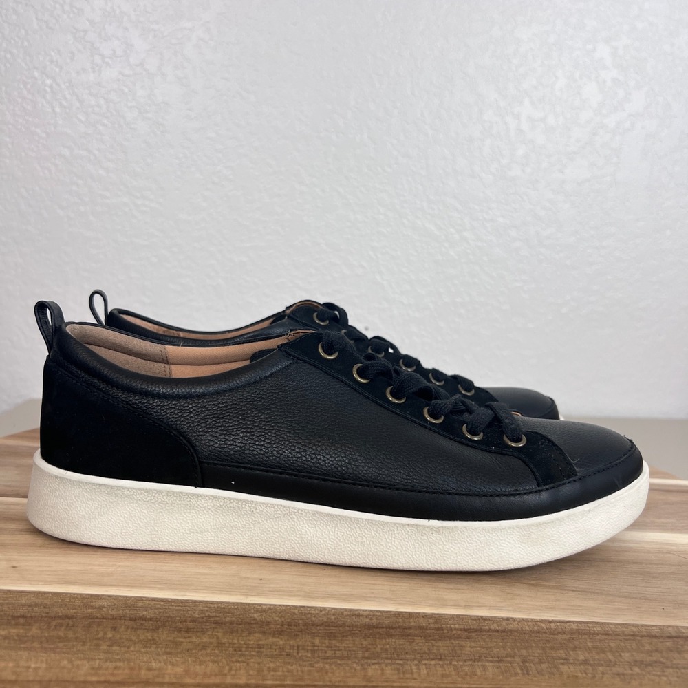 Vionic Winny Sneakers Womens 10 Wide Black Leather Casual Comfort Orthotic